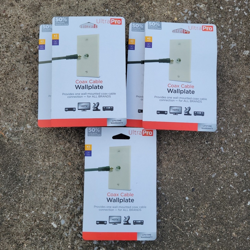 Lot 5 Coax Cable Wall Plate F Type Jack Single Cover 52187 Almond Cream Finish